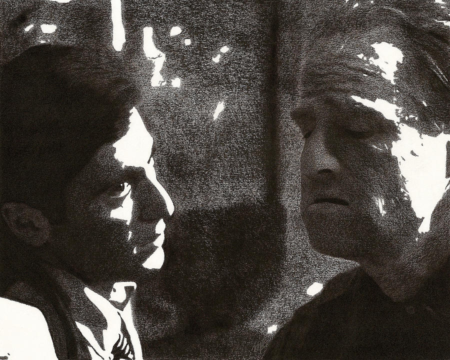 Michael and Don Vito Corleone Drawing by Mark Baranowski