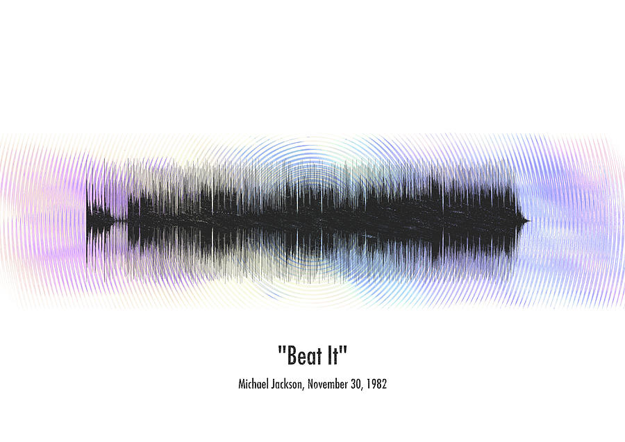 Music Digital Art - Michael Jackson Beat It waveform art #614 by Database Dude
