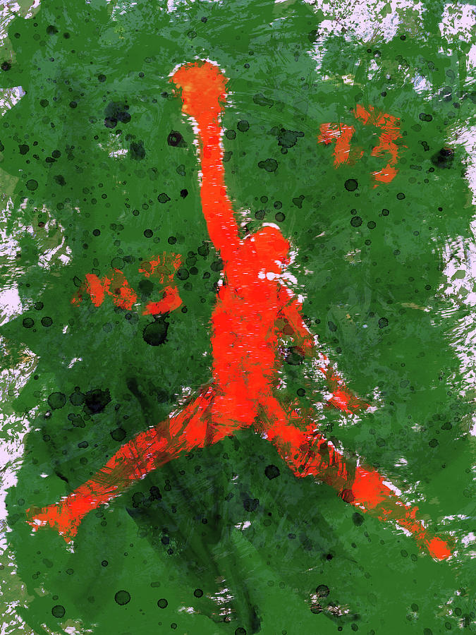 Michael Jordan Acrylic Paint Splatter 1a Mixed Media by Brian Reaves