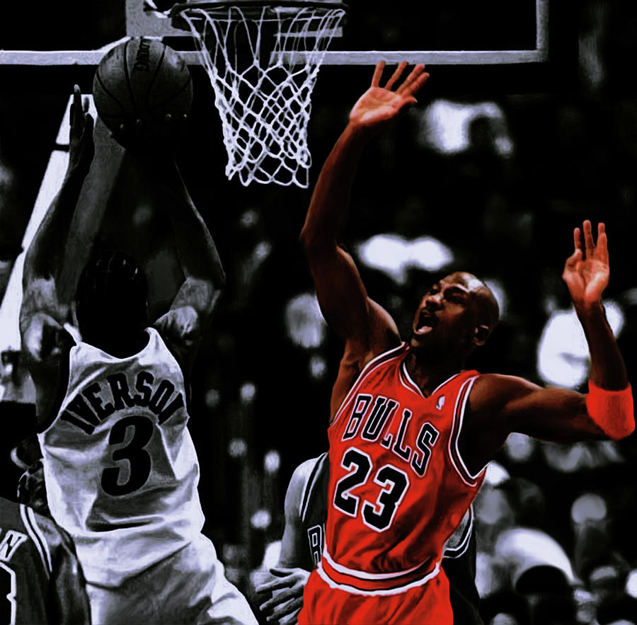 Michael Jordan and Allen Iverson Mixed Media by Brian Reaves - Pixels Merch