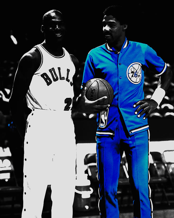 Michael Jordan and Doctor J Mixed Media by Brian Reaves