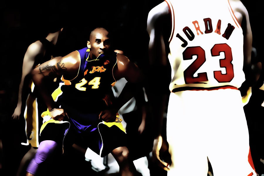 Michael Jordan and Kobe Bryant Changing of the Guard                      Mixed Media by Brian Reaves