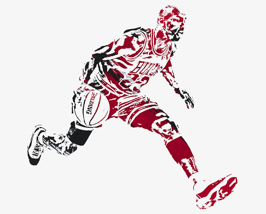 Michael Jordan Chicago Bulls Watercolor Strokes Pixel Art Mixed