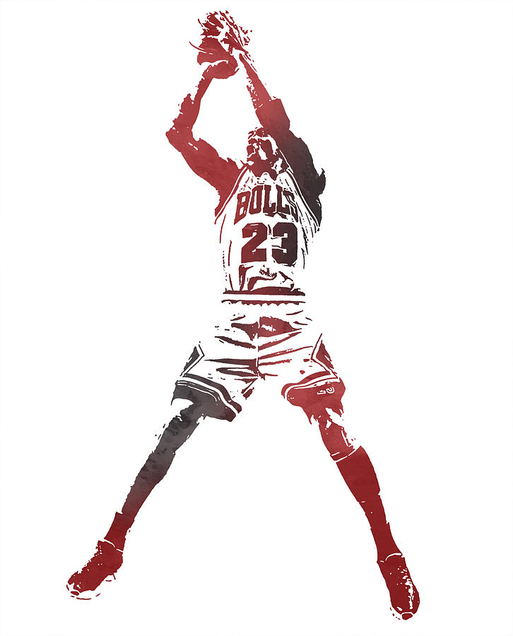 Michael Jordan Chicago Bulls Vintage Basketball Player Watercolor Portrait  on Worn Distressed Canvas Kids T-Shirt by Design Turnpike - Pixels