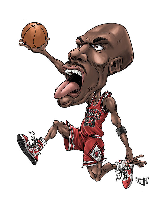 Michael Jordan, in color Drawing by Mike Scott