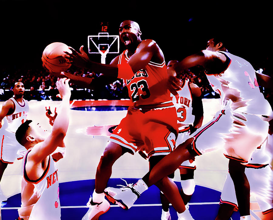 Michael Jordan in Madison Square Garden Mixed Media by Brian Reaves