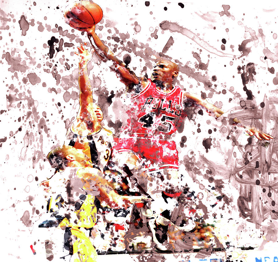 Michael Jordan Over the Top Mixed Media by Brian Reaves