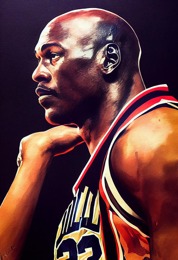 Michael  Jordan  Portrait  Profile  Looking  To  The    C043b36455636456455633  2d25  6455cd  043645 Painting