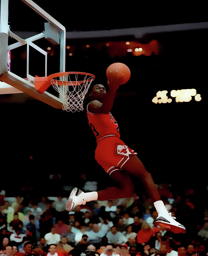 Michael Jordan Reverse Dunk Mixed Media by Brian Reaves
