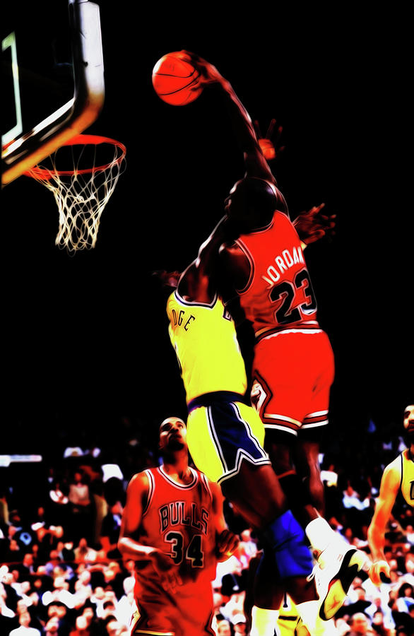Michael Jordan Rises Mixed Media by Brian Reaves