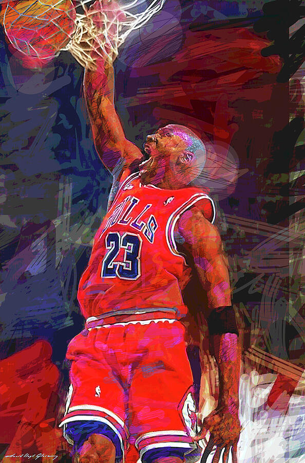 Michael Jordan Painting - Michael Jordan Scores by David Lloyd Glover