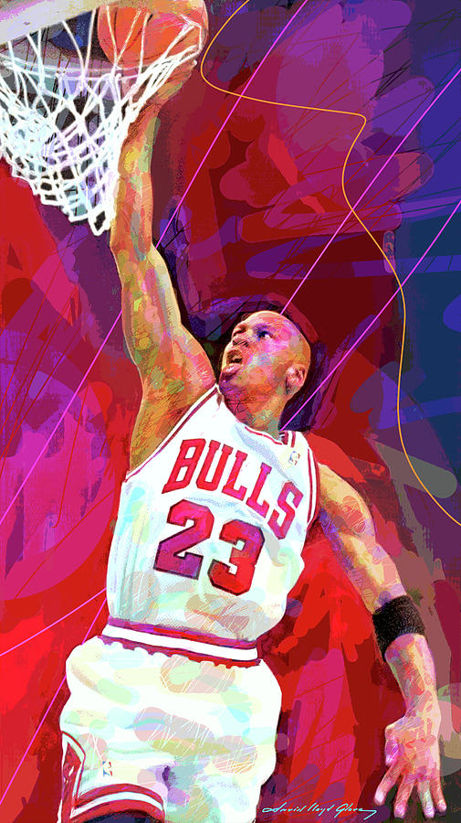 Michael Jordan Slam Dunk Painting by David Lloyd Glover