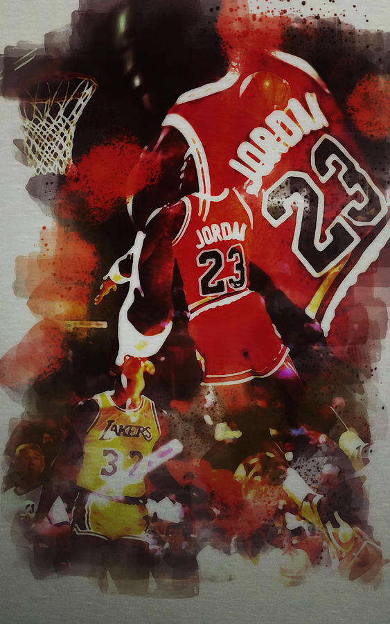Michael Jordan Up and Over Mixed Media by Brian Reaves