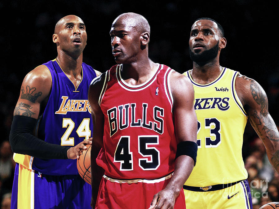 Michael Jordan with Kobe Bryant and Lebron James Art Design Digital Art ...