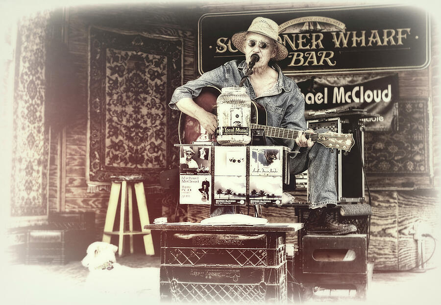 Music Photograph - Michael McCloud, Schooner Wharf Bar, Key West, Florida by Kay Brewer