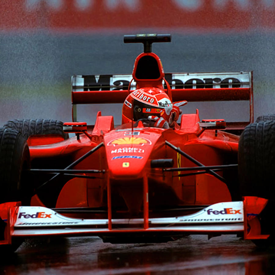 Michael Schumacher racing in the rain during the Painting by Patel ...