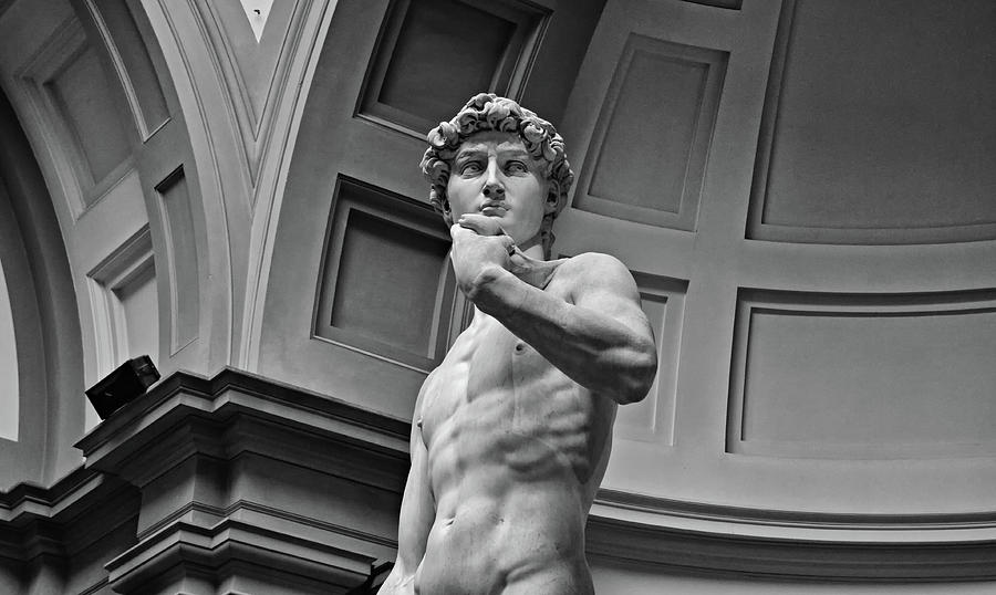 Michelangelos David in Florence Italy Black and White Photograph by Shawn OBrien