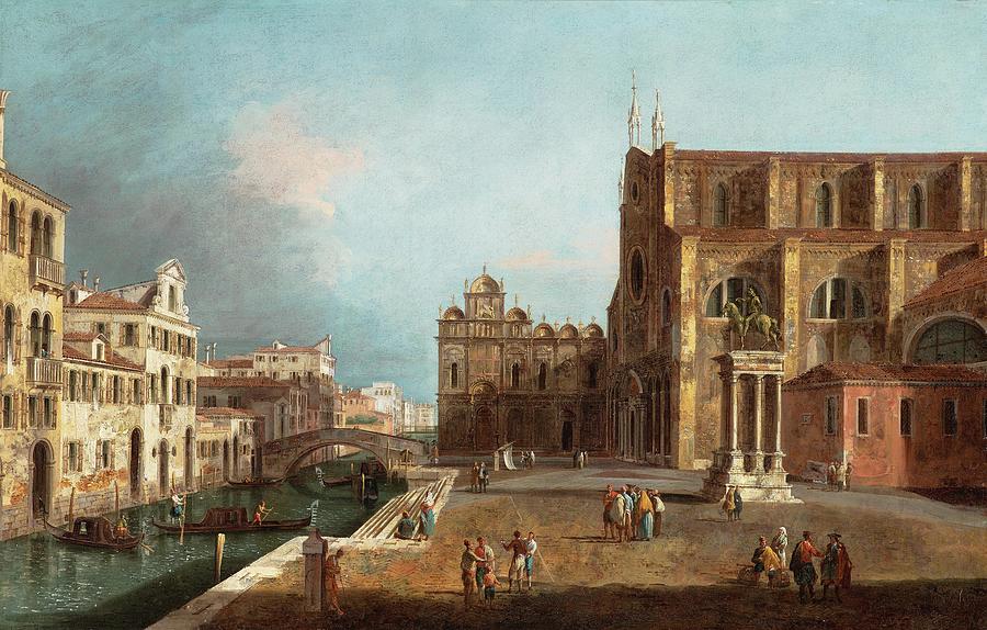 Michele Marieschi Venice  Campo di San Giovanni e Paolo Venice with the West End of the Church and t Painting by Celestial Images