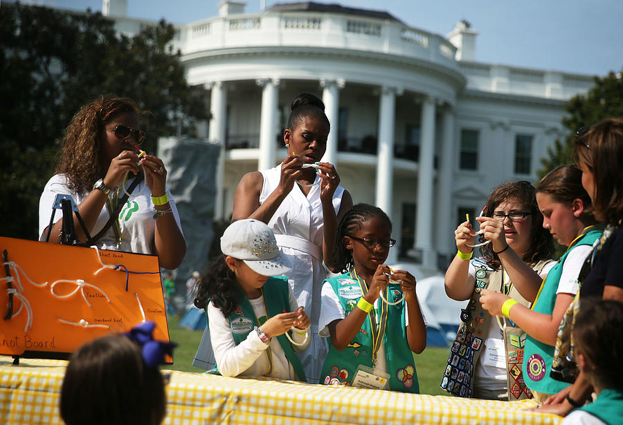 Michelle Obama Hosts Girls Scouts At First-Ever White House Campout Photograph by Alex Wong Michelle Obama Hosts Girls Scouts At First-Ever White House Campout Photograph by Alex Wong