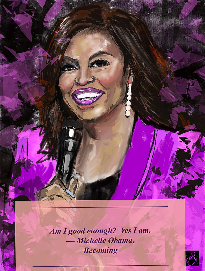 Michelle Obama with Quote 1 Mixed Media by Eileen Backman | Fine Art ...