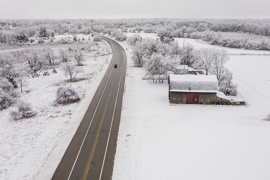 Michigan Barn and Road in Winter  Photograph by John McGraw