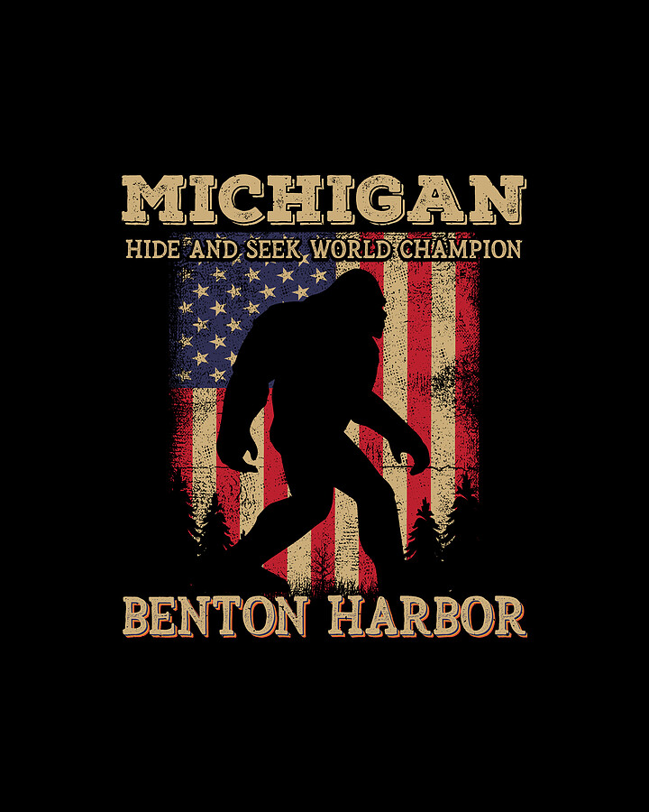 Michigan Benton Harbor Bigfoot USA Flag Sasquatch lovers Digital Art by Elsayed Atta Fine Art
