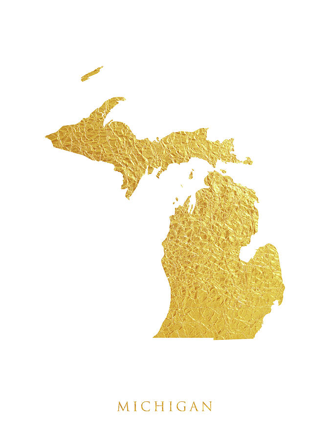 Michigan Gold Map #62 Digital Art by Michael Tompsett