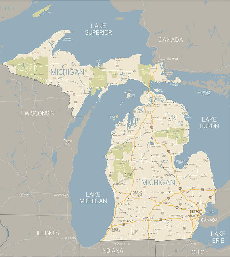 Michigan Map Drawing by Hey Darlin