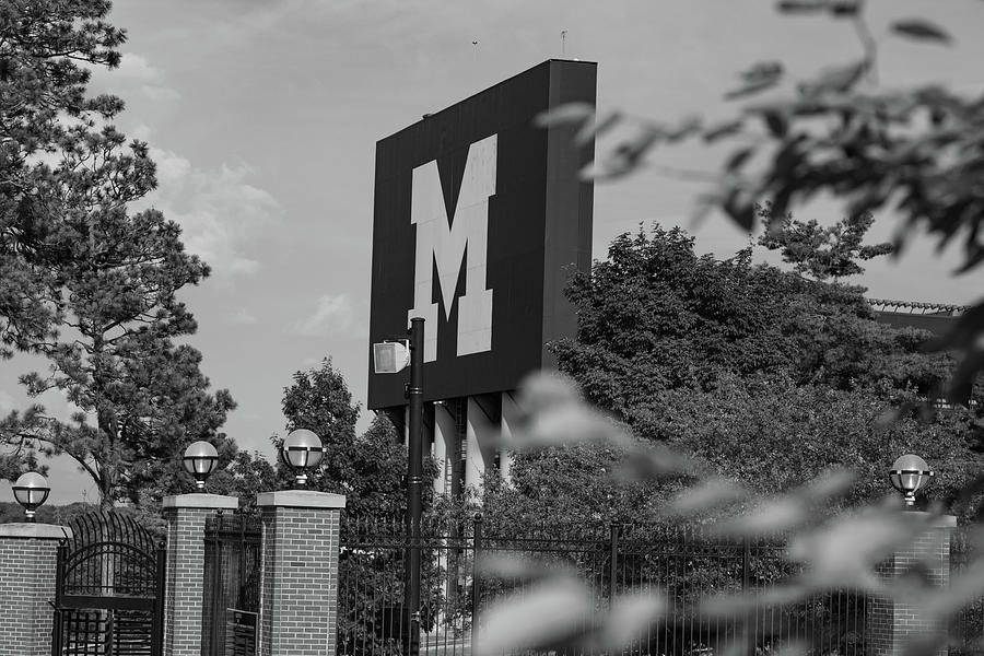 Michigan Stadium in black and white Photograph by Eldon McGraw