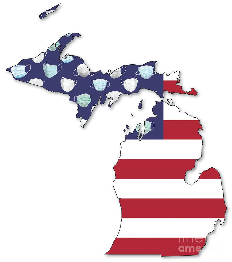 Michigan State Map Digital Art by Fei A