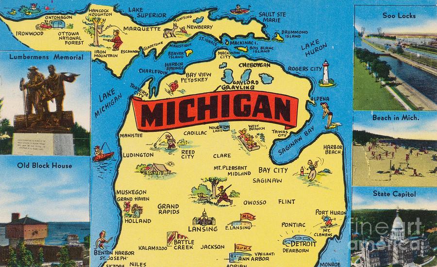 Michigan - The Water Wonderland - 1954 Digital Art by Empty St - Fine ...