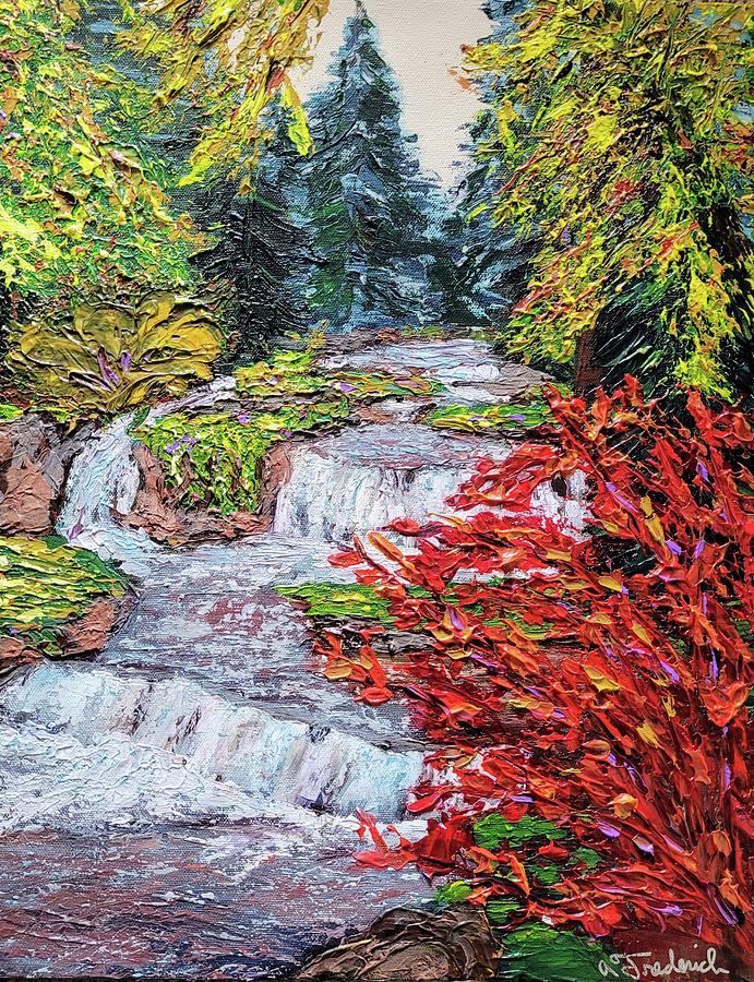 Michigan Waterfalls Painting by Ann Frederick