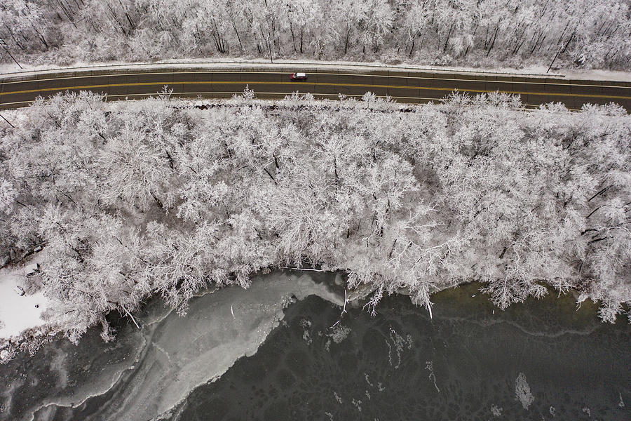 Michigan Winter Road from Above  Photograph by John McGraw