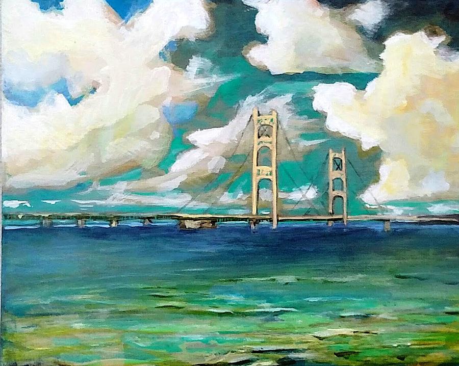Bridge Painting - The Mackinac Bridge Michigan #2 by Marysue Ryan