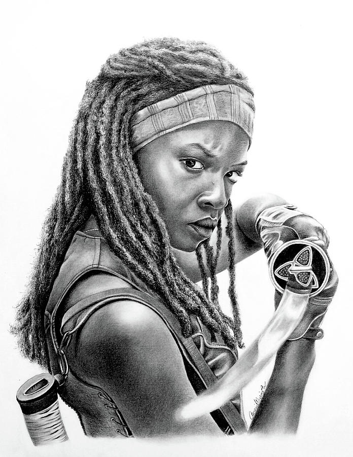 Michonne Drawing by Amani Warrington - Pixels