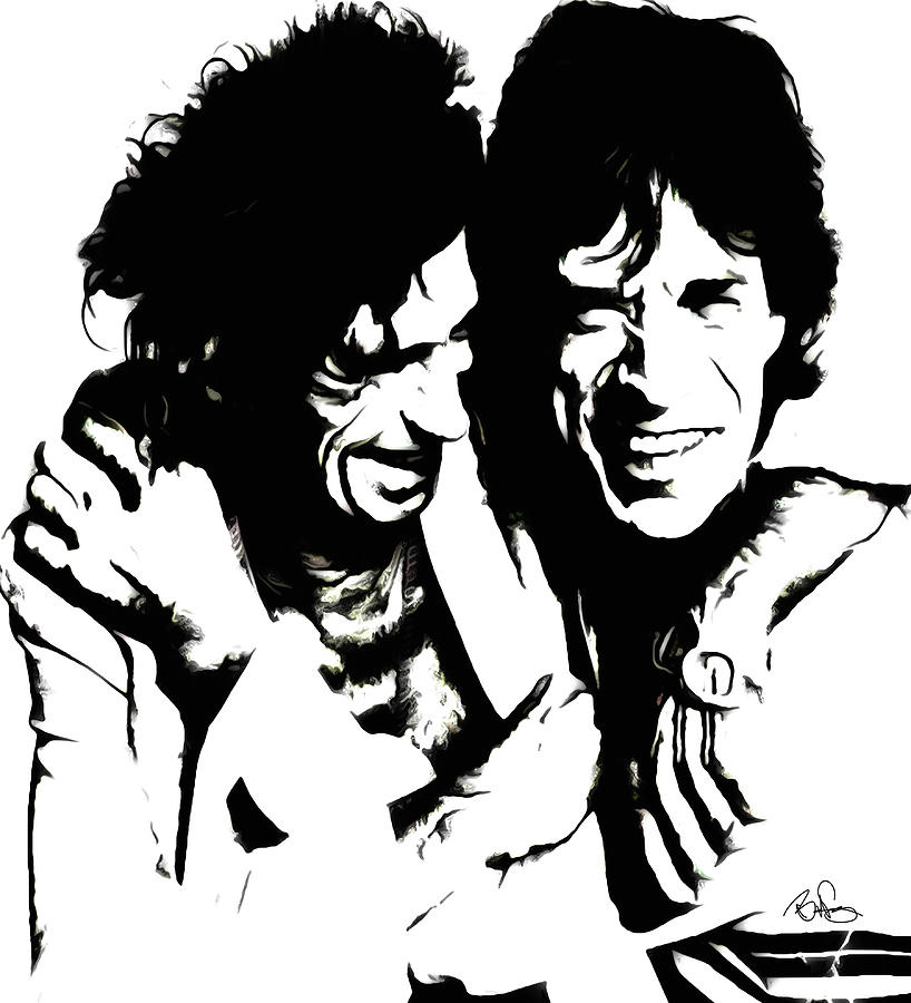 Mick Jagger and Keith Richards 2a Mixed Media by Brian Reaves