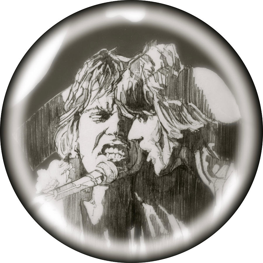 Mick Jagger And Keith Richards - Rolling Stones Live - detail Drawing by Sean Connolly