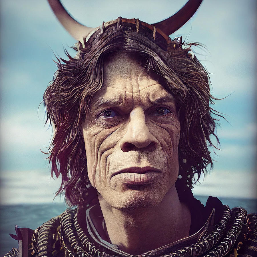 Mick Jagger as a Viking warrior standing on a boat wi 5eb66455fc ca645563e 645da5 9043 Painting