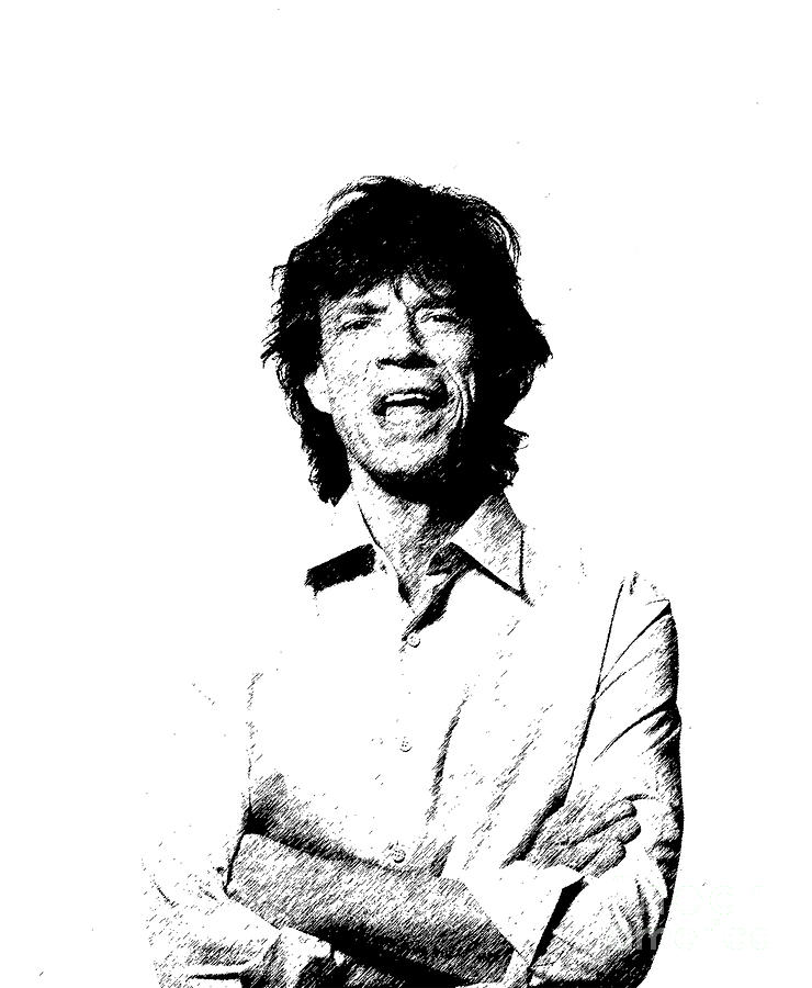 Mick Jagger - In Pen and Ink Painting by Doc Braham
