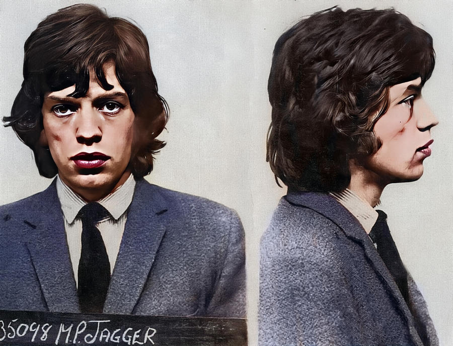 Mick Jagger Mugshot Colorized Photograph