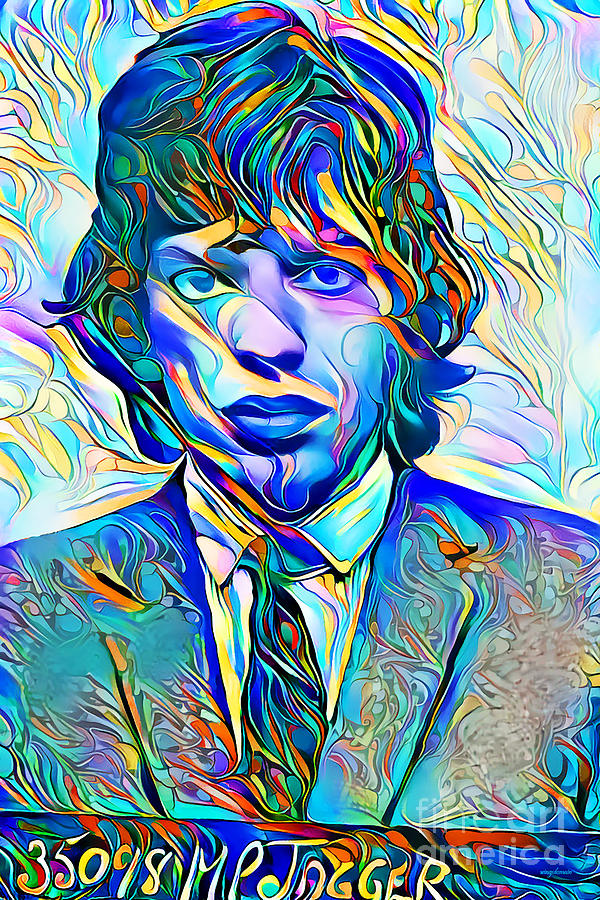 Mick Jagger Mugshot in Vibrant Painterly Wavy Colors 20200522 Photograph by Wingsdomain Art and Photography