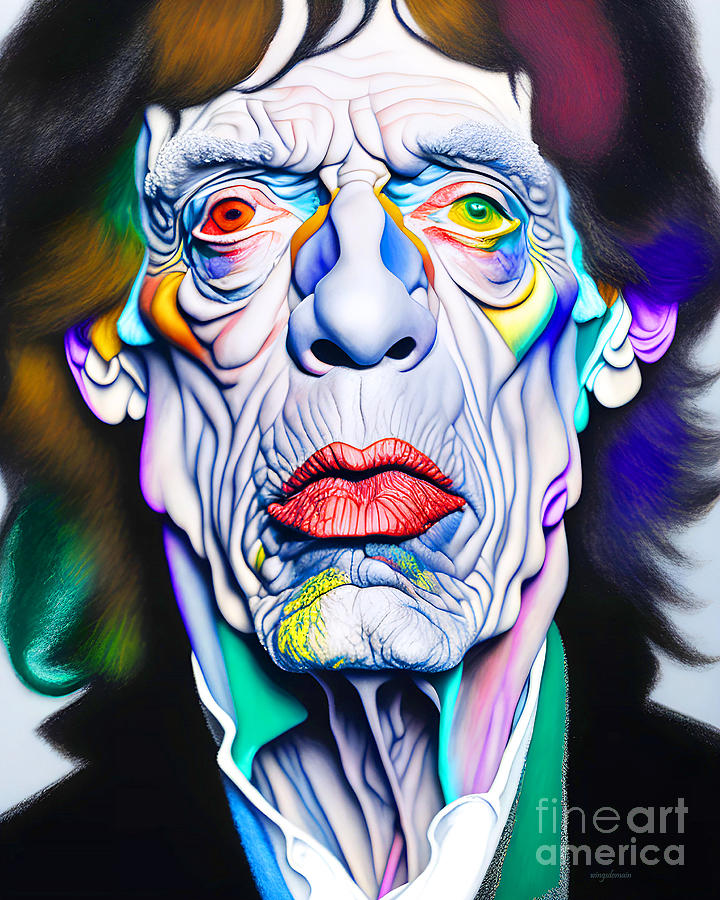 Mick Jagger Still Rocking At Age 100 20231022b Mixed Media by Wingsdomain Art and Photography