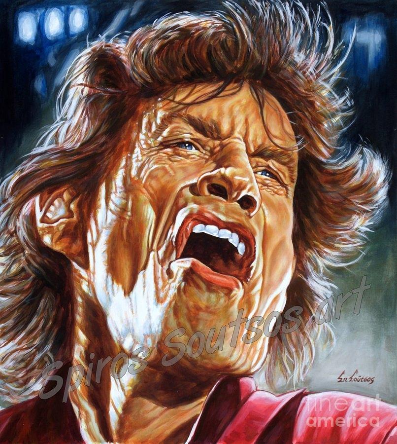 Mick Jagger, The Rolling Stones portrait painting Painting by Star Portraits Art