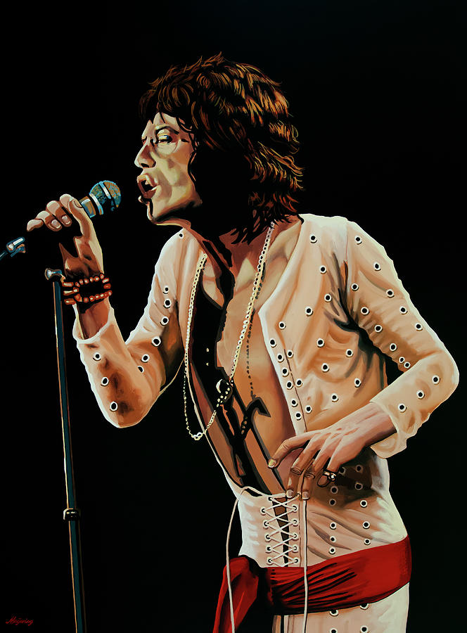The Rolling Stones Painting - Mick Painting 4 by Paul Meijering