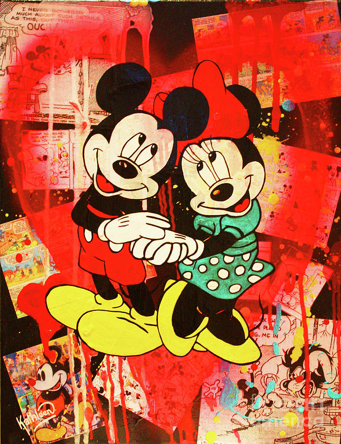 Mickey And Minnie Mouse Vintage Painting