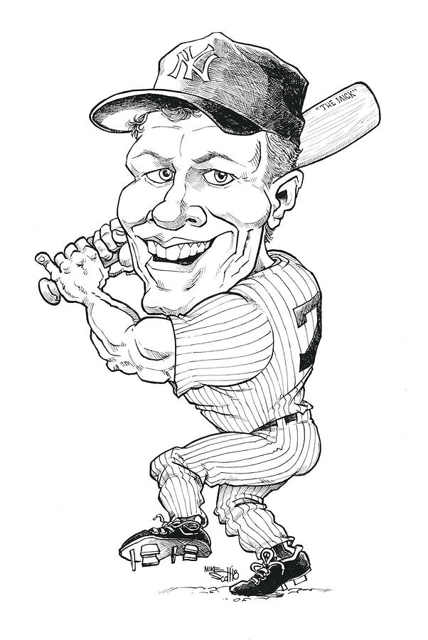Mickey Mantle Drawing by Mike Scott