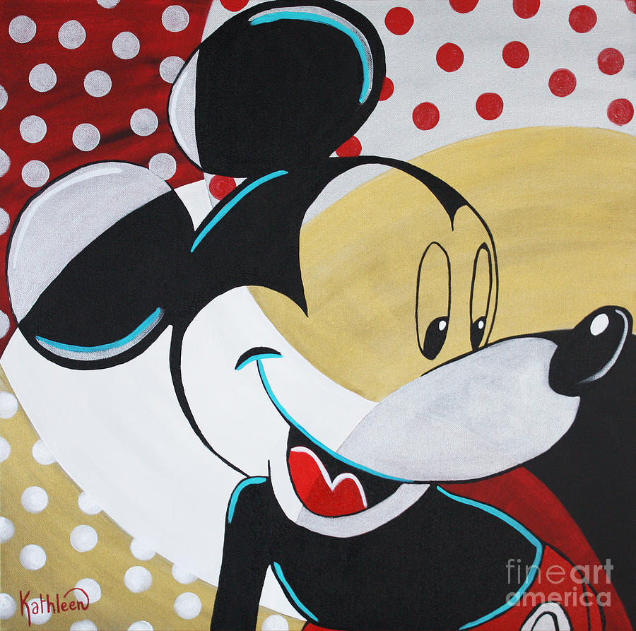Mickey Mouse Gold Painting Painting by Kathleen Artist PRO