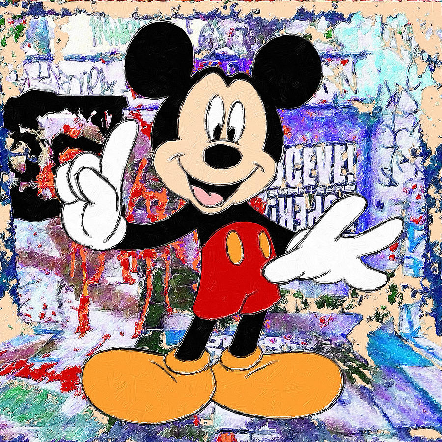 Mickey And Minnie Mouse Pop Art Graffiti, Painting by Tony Rubino