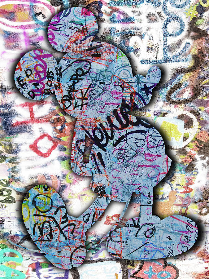 Mickey Mouse Pop Art Graffiti Silhouette 2 Painting by Tony Rubino