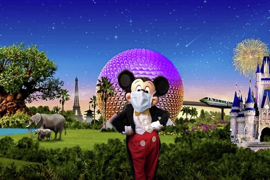 Mickey Mouse With Facemask On At Walt Disney World Digital Art By Michael Stout